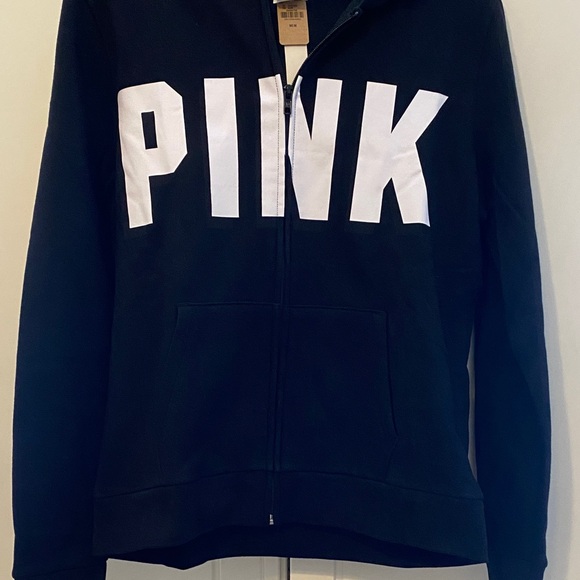 PINK Victoria's Secret Black Hoodie with White Logo - Picture 3 of 6